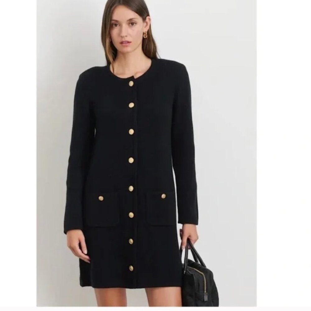 NWT Alex Mill Paris Sweater Dress in a black cotton and cashmere blend knit XS